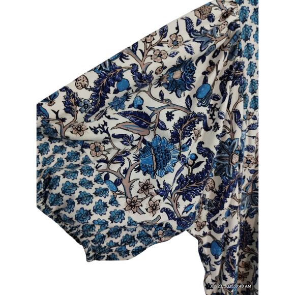 Knox Rose Women's size XXL Bohemian Floral Tassel Peasant Puff MuMu Loose Dress - Picture 6 of 12